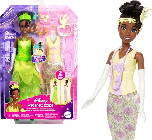 Disney Princess Mattel Disney Princess Toys, Tiana Fashion Doll With 2 Looks, 9 Accessories, 2 Snap-On Bodices & 2 Skirts, 2-In-1 Stories Inspired By Disney Movie