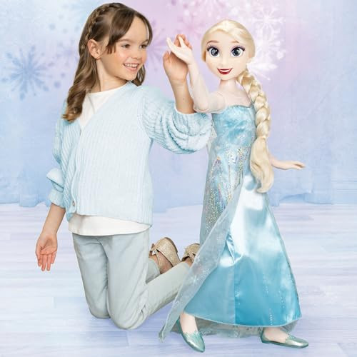 Disney Princess Disney Frozen Playdate Elsa Doll 32"/ 81Cm By Jakks Pacific, Fully Poseable Princess Doll With 11 Points Of Articulation, Includes Hairbrush And Popout Accessories