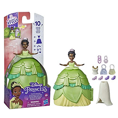 Disney Princess Secret Styles Fashion Surprise Tiana, Mini Doll Playset With Extra Clothes And Accessories, Toy For Girls 4 And Up