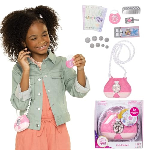 Disney Princess Style Collection Purse - Pretend Play Chic Petite Bag A - Mini Soft Vinyl Handbag For Girls Ages 3 And Up With 5+ Accessories