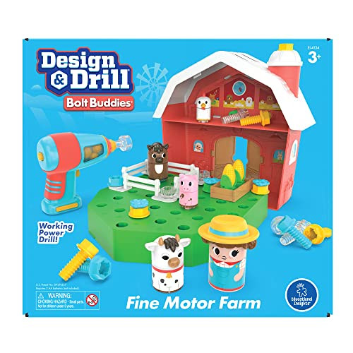Educational Insights Design & Drill Bolt Buddies Barn - Construction Toys & Tools For Kids, Take Apart Stem Set With Real Electric Toy Drill, Pretend Play Building Kit, s For Toddlers Ages 3+