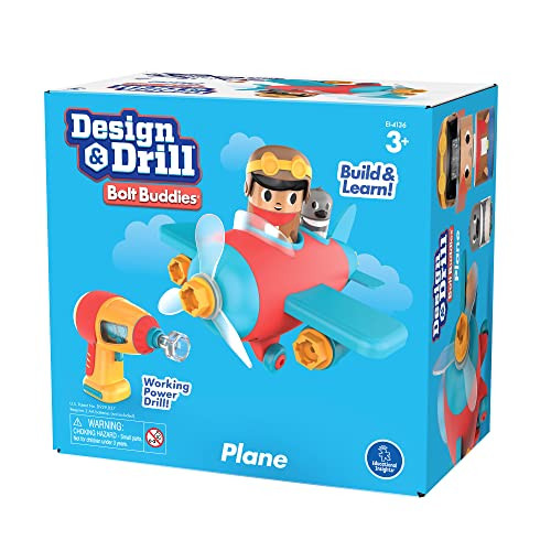 Educational Insights Design & Drill Bolt Buddies Plane - Construction Toys & Toddler Tools, Kids Tool Set With Real Electric Drill Toy, Take Apart Stem Set, Building Kits And s For Ages 3+