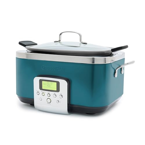 Greenpan Elite 8-In-1 Programmable 6Qt Electric Slow Cooker, Dishwasher Safe Lid & Removable Crock, Pfas- Healthy Ceramic Nonstick Multi-Cooker, Sear, Sautãƒæ’Ã†™ÃƒŠã‚©,Brown, Steam Basket, Roast, Deep Teal