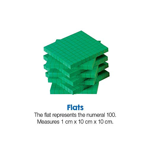 Hand2Mind Green Foam Base Ten Blocks Flats Set, Place Value Blocks, Counting Cubes For Kids Math, Base Ten Blocks Classroom Set, Math Blocks Kindergarten, Base 10 Math Manipulatives (Set Of 10)