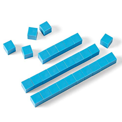 Hand2Mind Blue Plastic Base Ten Unit Blocks, Place Value Blocks, Counting Cubes For Kids Math, Base Ten Blocks Classroom Set, Math Blocks Kindergarten, Base 10 Math Manipulatives (Set Of 100)