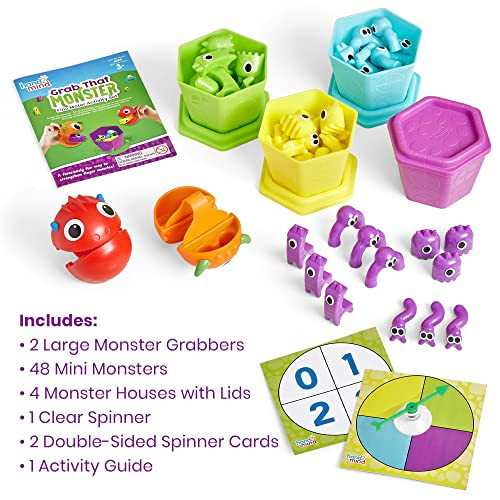Hand2Mind Grab That Monster Fine Motor Activity Set, Occupational Therapy Toys For Toddlers 3-4, Pincer Grasp Toys, Play Therapy Games