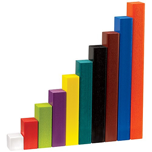 Hand2Mind Wood Cuisenaire Rods Individual Set, Fraction Bars, Montessori Number Rods, Counting Blocks, Math Manipulatives, Math Teacher Supplies, Kindergarten Homeschool Supplies (Set Of 74)