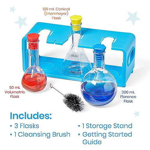 Hand2Mind Starter Science Measuring Flask Set - Plastic Beakers, Measuring Toys, Kids Chemistry Set, Educational Science Kits, Classroom Science Supplies
