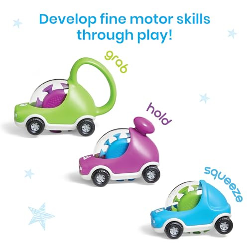 Hand2Mind Popping Fidget Cars - Suction Cup Toys For Fine Motor Skills, Toddler & Preschool Sensory Play, Anxiety Relief (Set Of 3)