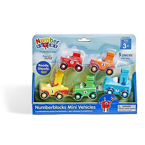 Hand2Mind Numberblocks Mini Vehicles, Race Car Toys, Toy Vehicle Playsets, Play Figure Playsets, Small Figurines For Kids, Number Toys, Counting Toys, Math Toys For Kids 3-5, Birthday s For Kids