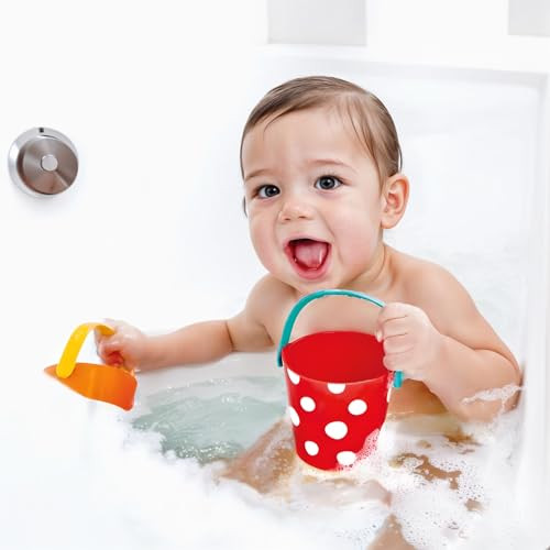 Hape Happy Buckets Set  Three Water Wheel Bath Time Toys For Toddlers, Multicolor