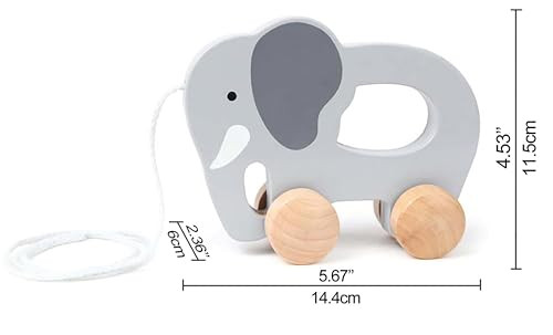 Hape Wooden Elephant Pull-Along Baby Toy Early Learning Push And Pull Toys For Toddlers Age 1 Years And Up