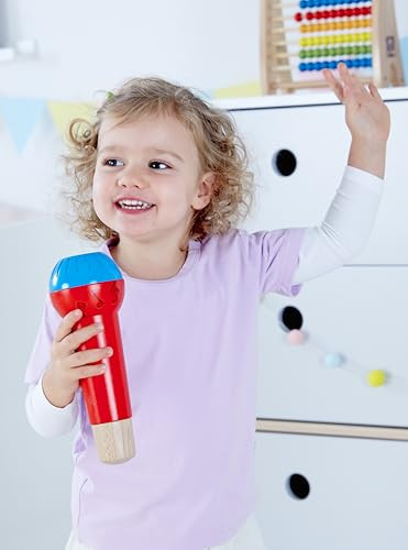 Hape Mighty Echo Microphone  Battery- Voice Amplifying Microphone Toy For Kids 1 Year & Up, Red, Model Number: E0337