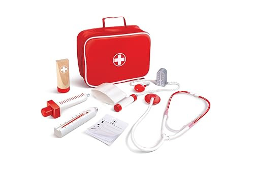 Hape Wooden Doctor On Call Role Play With A Carrying Case Pretend Doctor Kit For Toddlers Age 3 Years And Up