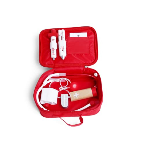 Hape Wooden Doctor On Call Role Play With A Carrying Case Pretend Doctor Kit For Toddlers Age 3 Years And Up