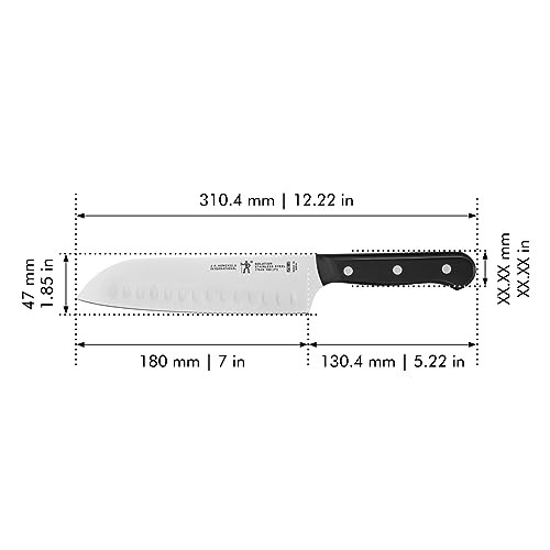 Henckels Solution Razor-Sharp Hollow Edge Santoku Knife 7 Inch, German Engineered Informed By 100+ Years Of Mastery, Black/Stainless Steel