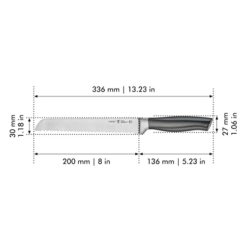 Henckels Graphite Razor-Sharp 8-Inch Bread Knife, Cake Knife, German Engineered Informed By 100+ Years Of Mastery, Gray