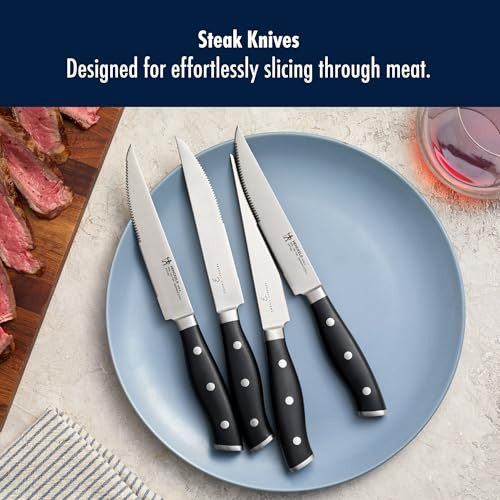 Henckels X Emeril Lagasse The Nola Collection Razor-Sharp German 4-Pc Steak Knife Set, Made In Company-Owned German Factory With Special Formula Steel Perfected For Almost 300 Years, Dishwasher Safe