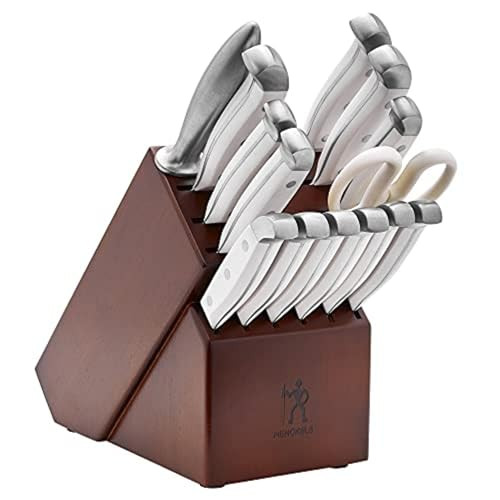 Henckels Premium Quality 15-Piece Knife Set With Block, Razor-Sharp, German Engineered Knife Informed By Over 100 Years Of Masterful Knife Making, Lightweight And Strong, Dark Brown