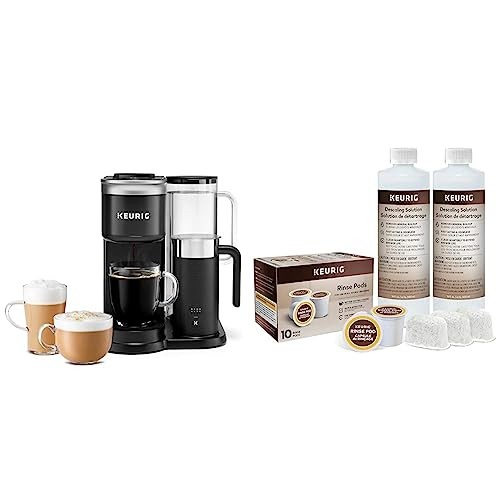 Keurig K-Cafe Smart Single Serve K-Cup Pod Coffee, Black & Brewer Maintenance Kit, Includes Descaling Solution, Water Filter Cartridges & Rinse Pods, 14 Count