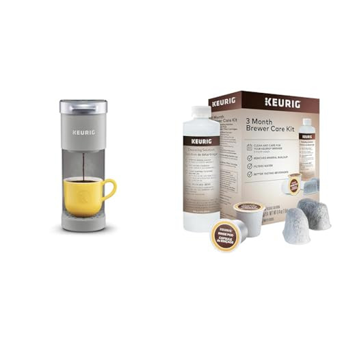 Keurig K-Mini Single Serve Coffee Maker & 3-Month Brewer Maintenance Kit Includes Descaling Solution, Water Filter Cartridges & Rinse Pods, Compatible Classic/1.0 & 2.0 K-Cup Coffee Makers, 7 Count