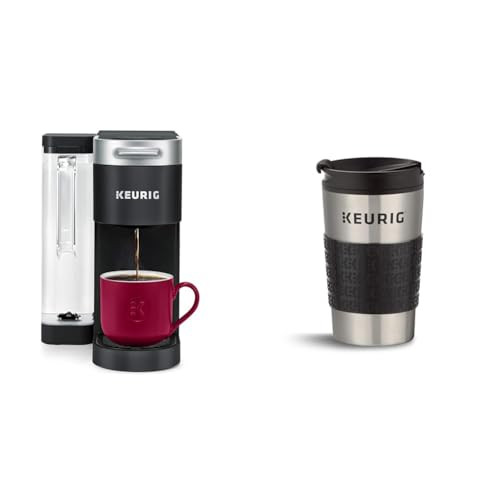 Keurig K-Supreme Single Serve K-Cup Pod Coffee Maker, Multistream Technology, Black & Travel Mug Fits K-Cup Pod Coffee Maker, 1 Count (Pack Of 1), Stainless Steel
