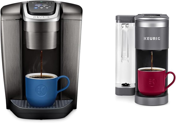 Keurig K-Elite Single-Serve K-Cup Pod Coffee Maker, Brushed Slate, 12 Oz. Brew Size & K-Supreme Smart Coffee Maker, Multistream Technology, Brews 6-12Oz Cup Sizes, Gray