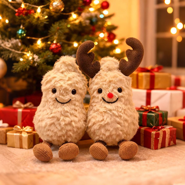 Mualml Cute Peanut Plush Toy, 6" Soft Peanut Stuffed Animal Funny Food Plushies With Legs, Adorable Smile Peanut Birthday  For Kids Girls Boys