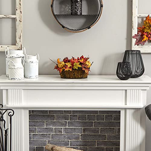 Nearly Natural Pumpkin, Gourd, Berry And Maple Leaf Artificial Arrangement 17 In. W X 12 In. D X 9 In. H