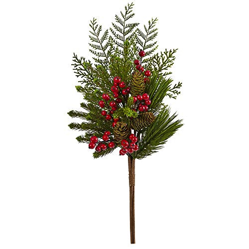 Nearly Natural 26In. Mixed Pine, Pinecone And Berry Artificial Plant (Set Of 3)