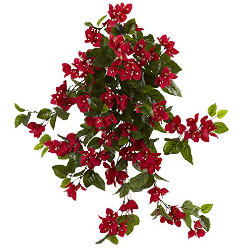 Nearly Natural 28Ãƒæ’Ã‚¢Ãƒ¢Ã¢‚¬Å¡Ã‚¬ÃƒŠã‚ Bougainvillea Hanging Bush Artificial (Set Of 2) Uv Resistant (Indoor/Outdoor) Silk Plants Red