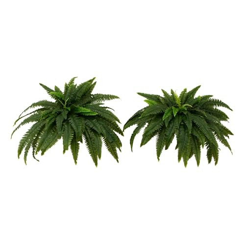 Nearly Natural 48-In Uv Resistant Artificial Boston Fern, Set Of 2, Large Hanging Fake Plant Wall Decor With 67 Fronds, Faux Fern Vines That Look Real For Home & Garden Decor, Outdoor Porch Decoration