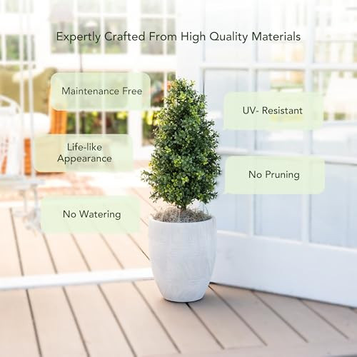 Nearly Natural 2.5Ft. Uv Resistant Artificial Boxwood Plant With Integrated Ground Stake (Indoor/Outdoor) - Set Of 2