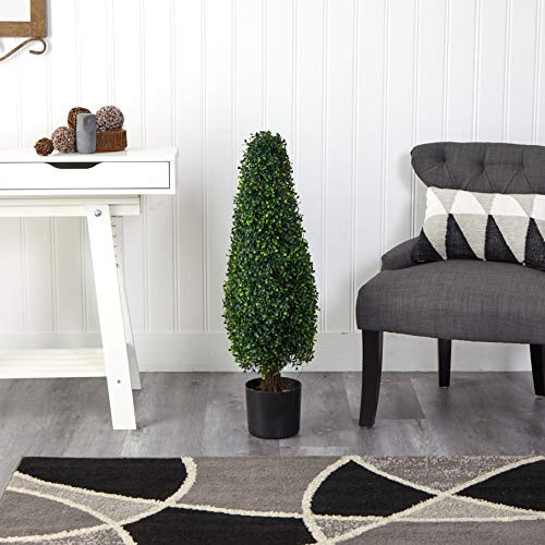 Nearly Natural 3Ft. Boxwood Tower Topiary Uv Resistant (Indoor/Outdoor)
