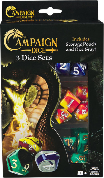 Spin Master Games, Campaign Dice, Premium Dice To Go, Set Of Polyhedron Dice For Rpg & Board Games, Storage Case, Dnd Dungeons And Dragons, Mtg Magic The Gathering, For Ages 8 & Up