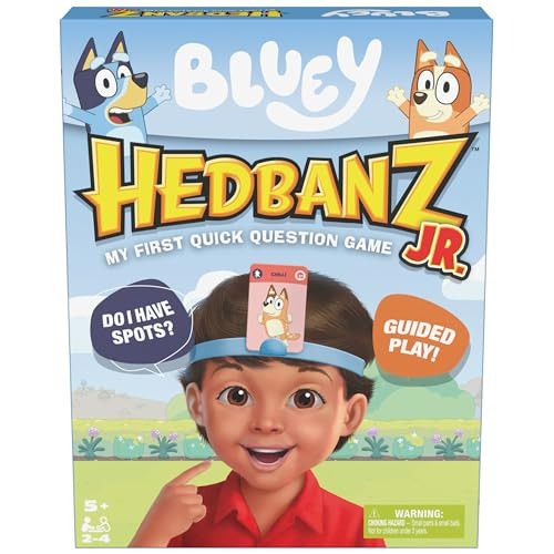 Spin Master Games, Bluey Hedbanz Jr., Picture Guessing Card Game, Includes Illustrations From Bluey, Easy To Play For Family & Kids, 2-4 Players, For Ages 5 & Up