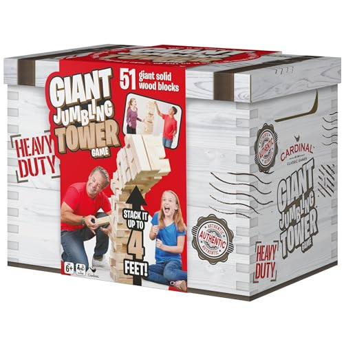 Spin Master Games, Giant Jumbling Tower Party Game With 51 Wood Blocks, For Families And Kids Ages 6 And Up