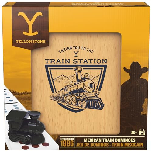 Spin Master Games, Yellowstone Mexican Train Dominoes Set, Classic Family Tile Board Game In Wood Case, Modern Dominoes Set For Adults, Valentine'S Day s For Couples, 2-8 Players, For Ages 8 & Up
