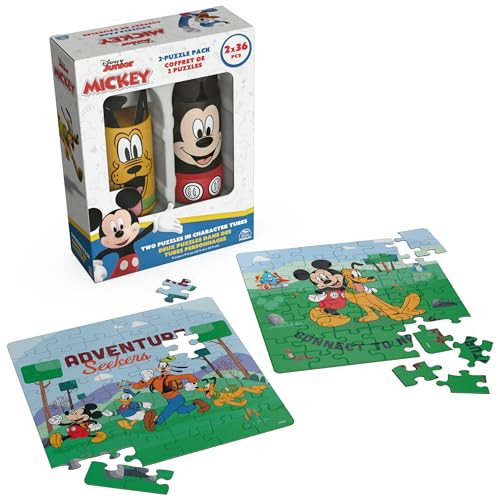 Spin Master Games, Disney Puzzles, Mickey Mouse 2-Pack, 36 Pieces, Jigsaw Puzzles In Storage Tubes, Disney Toys, Mickey Mouse Clubhouse, Kids Puzzles, For Ages 4 & Up