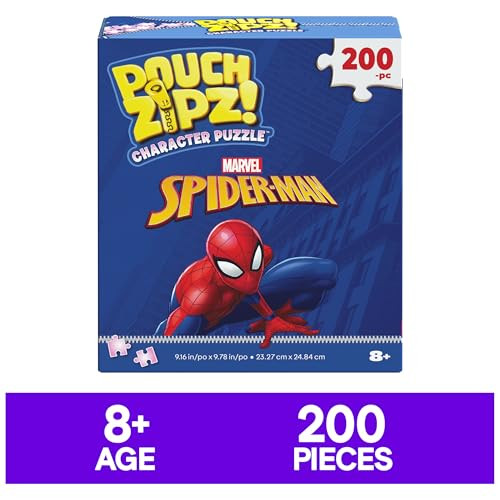 Spin Master Games, Pouch Zipz Spider Man Micro Puzzle In Collectible Vinyl Zippered Case, 200 Pieces, Kids Puzzle, Spiderman Kids Toys For Girls & Boys, Ages 8