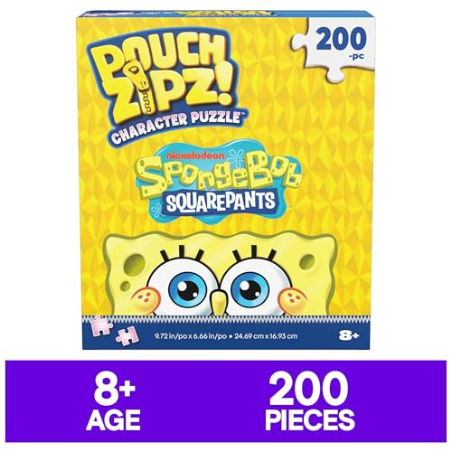 Spin Master Games, Pouch Zipz Spongebob Squarepants Micro Puzzle In Collectible Vinyl Zippered Case, 200 Pieces, Kids Puzzle, Spongebob Kids Toys For Girls & Boys, For Ages 8 & Up