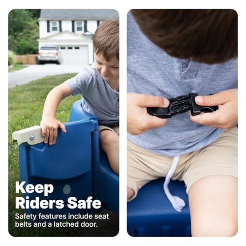 Step2 Wagon For Two Plus, Kids Ride On Toy, Stroller Substitute, Includes Seat Belts, Made Of Durable Plastic, Max Weight 75 Lbs., For Toddlers 1.5-5 Years Old, Denim Blue