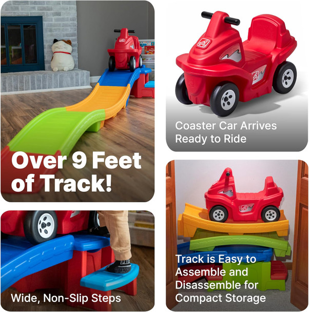 Step2 Up & Down Roller Coaster Rapid Ride & Hide With Farther & Faster Track Expansion Pack  Extra 4 Feet Of Coaster Track