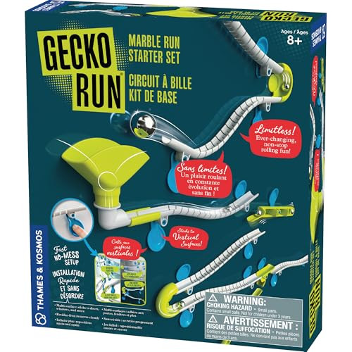 Thames & Kosmos Gecko Run Marble Run Starter Set By Thames & Kosmos, Toy Of The Year Winner - 63 Piece Vertical Marble Run, Flexible Tracks  Fast, No-Mess Setup  Hours Of Creative Play  2-Language Version, En/Fr