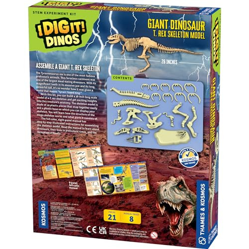 Thames & Kosmos Giant Dinosaur: T. Rex Skeleton Model  Stem Activity  Build A 26-In Long T. Rex Skeleton  Explore Paleontology & Learn Fun Dino Facts  Includes Manual With Step-By-Step Assembly