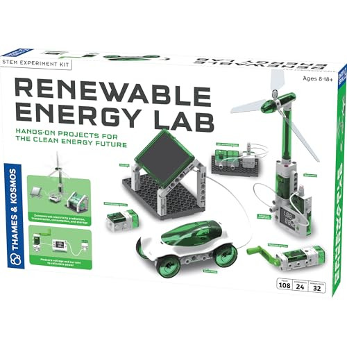 Thames & Kosmos Reable Energy Lab Stem Experiment Kit, Hands-On Projects & Curriculum For Home & School Use, Ngss-Aligned, Build Models To Explore Clean Energy Generation & Consumption, Ages 8-18+