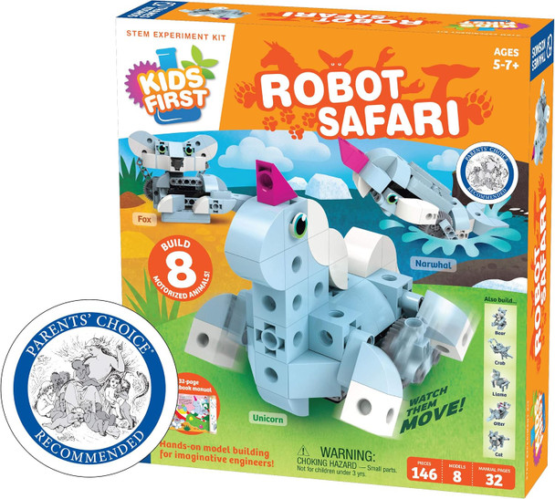 Thames & Kosmos Kids First Robot Factory: Wacky, Misfit, Rogue Robots Stem Experiment Kit  Hands-On Model Building For Young Engineers  Build 8 Motorized Robots  Play & Learn With Storybook Manual