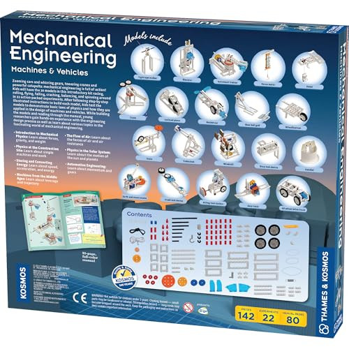 Thames & Kosmos Mechanical Engineering: Machines & Vehicles Stem Experiment Kit  Build 20 Mechanical Models, Explore Physics Of Force & Motion  Hands-On, Introductory Science Learning For Ages 8+
