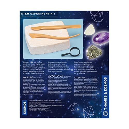 Thames & Kosmos Amazing Minerals Stem Experiment Kit  Excavate 3 Real Mineral Specimens  Explore Crystals, Rocks & Minerals  3-Language Instruction Manual (English, French, Spanish)