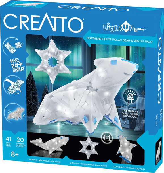 Thames & Kosmos Creatto Northern Lights Polar Bear & Winter Pals Light-Up 3D Puzzle Kit  Includes Creatto Puzzle Pieces To Make Your Own Illuminated Craft Creations  Diy Activity Kit & Led Lights